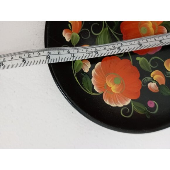 Vintage 1994 Ukrainian Decorative Wall Plate Hand Painted Flowers Folk Art 8" - Picture 5 of 5